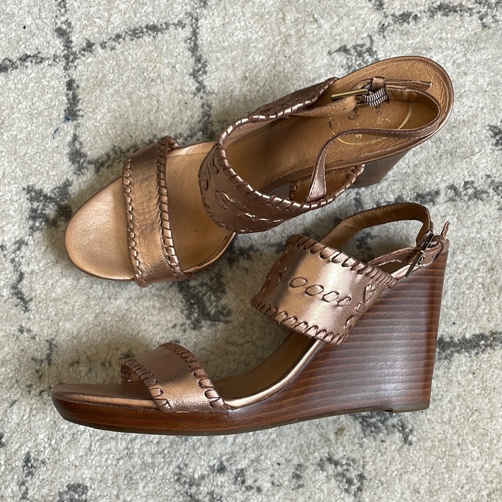 (Jack Rogers) Vanessa Wedge Rose Gold, Double Strap Ankle, NWOT